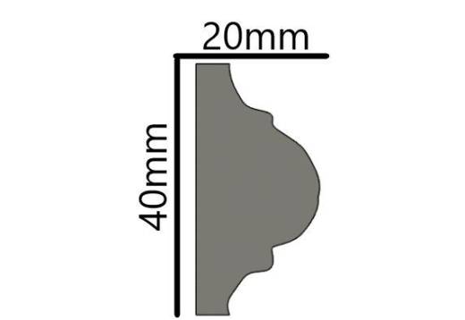 Gipsstuck Profil flaches Gipsprofil für Deckenspiegel und Wand Zierrahmen LP-24 40x20mm 200cm