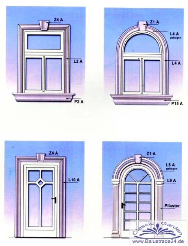 Profile für fassaden Fenster Stuckierungen